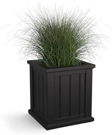 Mayne Cape Cod 16in Self-Watering Square Planter, Black by Mayne