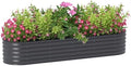 Outsunny 8' x 2' x 1.4' Galvanized Raised Garden Bed Kit, Dark Gray by Outsunny