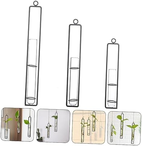 Kisangel Xmas 3pcs Glass Propagation Tubes Wall Hanging Iron Vase - Image 5