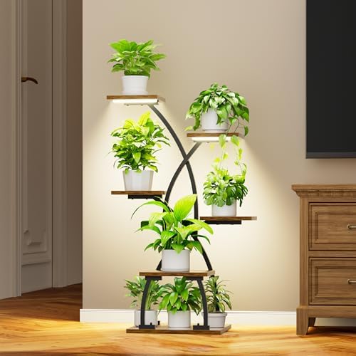 JUSTOGO Plant Stand Indoor with Grow Lights - 6 Tiered Plant Shelf Indoor, 36“ Corner Plant Stands for Indoor Plants Multiple, Metal Curved Flower Holder Display Rack for Patio, Balcony, Home Decor - Image 2