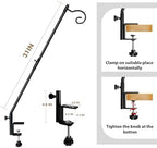 Deck Bird Feeder Hanger for Railing, 31 Inch Clamp on Birdfeeder Poles, Adjustable Fence Deck Hook for Hanging Planter Flower Lantern 2 Packs - Image 2