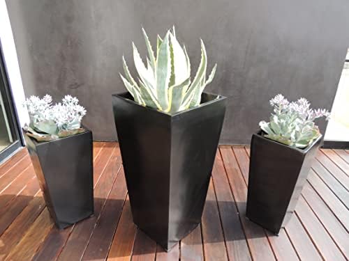 Windsor Tall Square Fiberglass Planter, Black, 13 Inch - Image 5