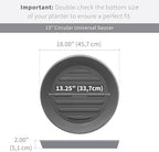Crescent Garden Universal Round Planter Saucer – Heavy-Duty Drainage Tray for Indoor & Outdoor Use – Fits Pots with 13" Base (18" Total Outer Diameter) - Caviar Black - Image 2