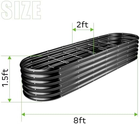 Land Guard 8×2×1.5ft Galvanized Raised Garden Bed Kit, Raised Garden Boxes Outdoor, Oval Metal Raised Garden Beds for Vegetables, Gray - Image 2