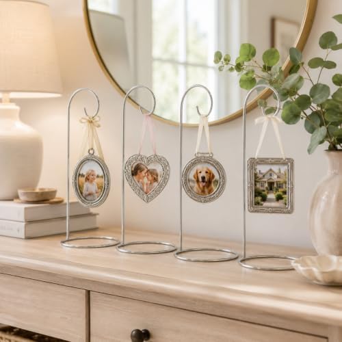Ornament Stands Set of 8 Silver Christmas Ornament Holders – Chrome Metal Display Stands for Hanging Ornaments, Air Plants, Glass Globes & Terrarium Décor – 11 Inch Elegant Holiday Display - Image 6