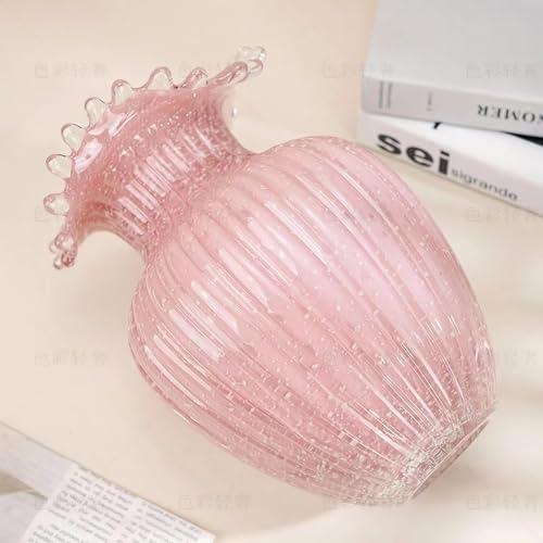 Large Size Wave Mouth Vases Luminous Handmade Glass Flower Vase - Image 7
