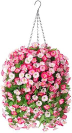 Artificial Flowers with Hanging Basket, Outdoor Faux Plants UV Resistant by INXUGAOArtificialFlowers
