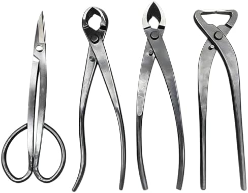 4 Pcs Bonsai Tool Kit, Carbon Steel, Includes Cutters & Scissors, Perfect for Beginners, 8.3 in/7.7 in by Unknown