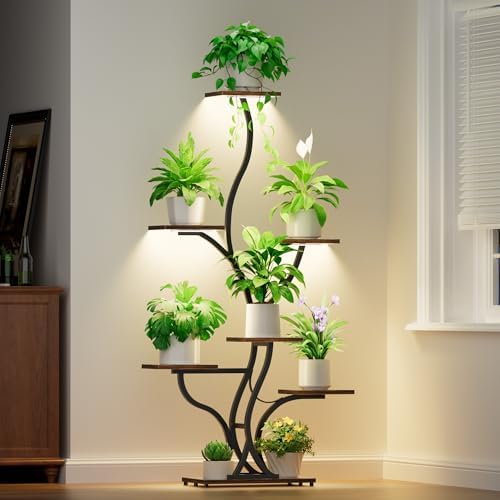 JUSTOGO 7 Tier Plant Stand with Grow Lights, Tall Indoor Plant Shelf - Image 5
