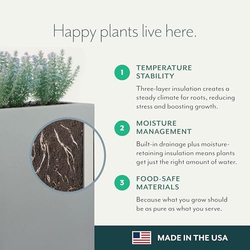 PolyStone Milan Rectangular Trough Planter – 46" x 17" x 19" – Large Lightweight Indoor/Outdoor Planter Box – Modern Stone-Look Resin – Durable All-Weather w/Drainage Holes – Made in USA – Slate Gray - Image 3