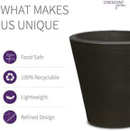 Crescent Garden Madison Planter– Weather-Resistant, Double Walled Indoor/Outdoor Plant Pot with Drain Hole – Durable All-Season Flower Container, 14" W (Caviar Black) - Image 4