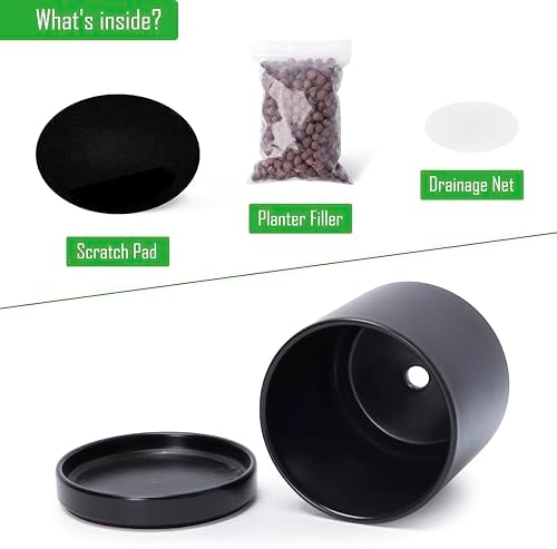 D'vine Dev 2-Pack Ceramic Pots with Saucers, Black, 4/6 in, 94-G-S-2 - Image 4