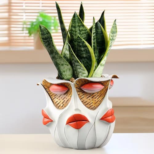 TOZLU Abstract Face Head Planter Picasso Colorful Art Resin Flower Pot - Image 5