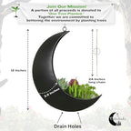 Black Hanging Moon Planter with Drain Holes - Moon Room Decor - Unique Planters for Succulents,Air Plant, Cactus, Artificial Plants- Plant Lover Gifts - Boho,Hippie, Birthdays,Witchy Gifts for Women - Image 2