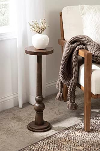 Kate and Laurel Wegner Traditional Wooden Round Drink Table; 8 x 23; Rich Brown; Elegant and Durable Pedestal Table for Use as Small Drink Table; Plant Stand; or Decorative Item Display - Image 2