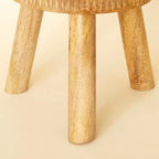 Small Plant Stand Indoor, Boho Wooden Stool for Living Room, 8x8 inch, Light Beige - Image 4