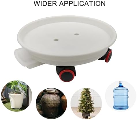 2 Packs Plant Caddy with Wheels, Loading Capacity 80 lbs, 30cm Plant Stand Heavy Duty Plant Dolly with Water Container(White) - Image 6