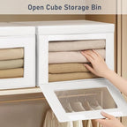 DIMJ Storage Bins with Lids - 6 Pack Large Fabric Closet Organizer with Window & Handles, Collapsible Decorative Storage Boxes for Shelves Under Bed, Books Clothes Blankets Sweaters Organization - Image 2
