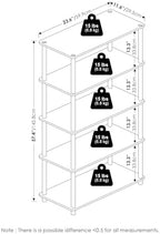 Furinno TURN-N-TUBE Storage Shelves, 5-Tier Book Shelf, Corner Shelf, Toolless Open Shelves, for Organization and Storage, Living Room, Garage, Home Office, Walnut - Image 3