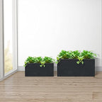 Kante 31.4" and 23.6" L Rectangular Concrete Planters (Set of 2), Outdoor Indoor Modern Plant Pot with Drainage Hole and Rubber Plug for Garden, Patio, Charcoal Finish - Image 4