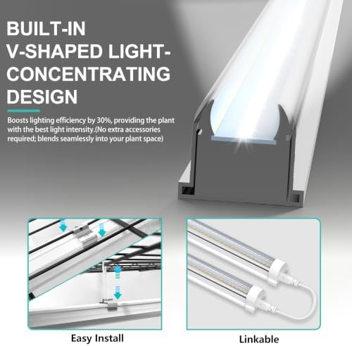 JESLED 2FT Grow Lights, 5000K Full Spectrum Sunlight White, V-Shaped Beam - Image 4