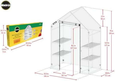 Miracle-Gro Walk-in Greenhouse, Removable Shelves, Clear, 4'8"x29"x6'5 - Image 2