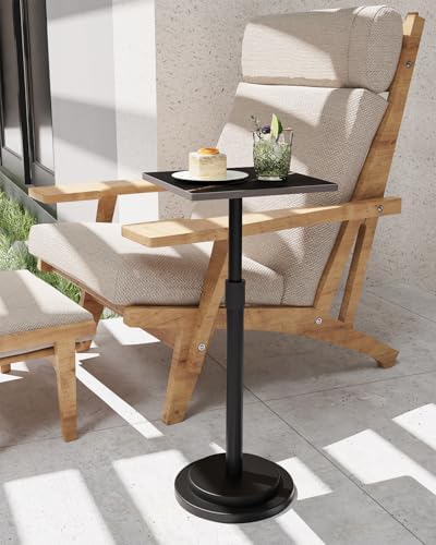 Square Drink Table, Height Adjustable Vintage Pedestal Stand, Black - Image 4