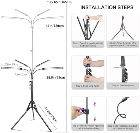 4‑Head Full Spectrum Standing Grow Light for Tall Indoor Plants - Image 6