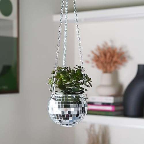 Bubblegum Stuff Disco Ball Hanging Planter (4 in) - Hanging Planters for Indoor Plants - Spherical Shaped Plant Pots with Mirrored Exterior - Available in 4-inch, 6-inch and 8-inch Sizes…… - Image 2