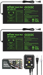 BN-LINK Seedling Heat Mat with Thermostat Controller Combo Set, 10" x 20.75" Plant Heating Mat for Seed Starting with Temperature Control for Indoor Growing, Plants Germination by BN-LINK