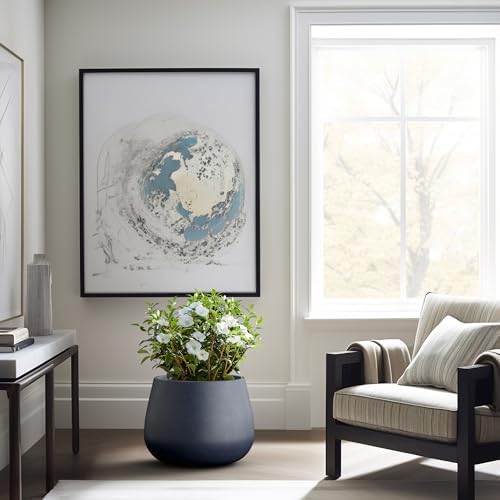 Kante Accent Round Curved Charcoal Concrete Planter 18.1" Dia, Outdoor - Image 5