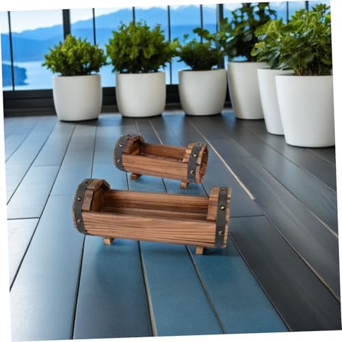 NUOBESTY Garden Planter Xmas 2pcs Set Half Barrel Wooden Box for Plants - Image 7