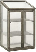 Solid Firwood Garden Portable Greenhouse, Wooden Greenhouse Raised Flower Planter with 2 Shelves and Open Bottom, Garden Portable Mini Greenhouse Cabinet 23.6"x17.7"x39.4"/Gray -AA by GolinpeiloFurniture