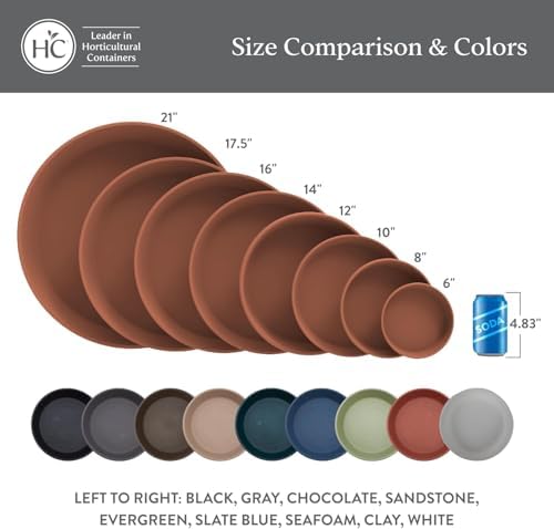 The HC Companies 17.5 Inch Round Plastic Classic Plant Saucer - Indoor Outdoor Plant Trays for Pots - 17.5"x17.5"x3" Chocolate - Image 6