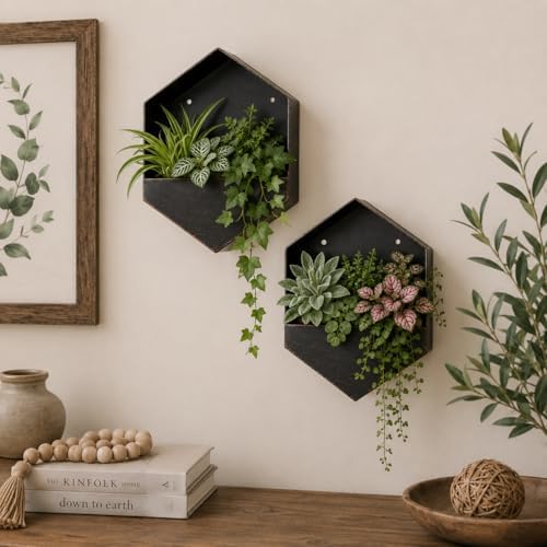 RAZ Imports Urban Collection Wall Planter Box Rustic Metal Hanging Hexagon Succulent Cactus Air Plant Decorative Indoor or Outdoor 9.5" - Image 5