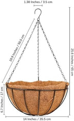 HKZ Hanging Basket Planter Plants Outdoor - 4 Pack 14 Inch Metal Hanging Planter with Coco Liners, Chain Hook Hanging Flower Pots for Indoor Outdoor Garden Porch Decoration - Image 4
