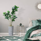 Artificial Tree in Modern Geometric Pattern Planter, Fake Ficus Lyrata Silk Tree for Indoor and Outdoor Home Decoration - 66" Overall Tall (Plant Pot Plus Tree) - Image 5