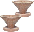 Yungyan 2 Set 7'' Rustic Terracotta Plant Pot with Drainage Saucer Vintage Breathable Clay Planter Farmhouse Flower Pot Distressed Finish for Flower Succulent Modern Home Garden Decor(Tapered) by Yungyan