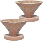 Yungyan 2 Set 7'' Rustic Terracotta Plant Pot with Drainage Saucer Vintage Breathable Clay Planter Farmhouse Flower Pot Distressed Finish for Flower Succulent Modern Home Garden Decor(Tapered) by Yungyan