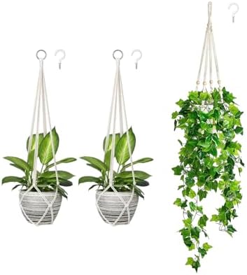 Dahey Macrame Plant Hanger and Fake Hanging Plants for Wall Ceiling Bedroom Bathroom Indoor Boho Home Decor by Dahey