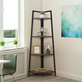 CAPHAUS Tall Corner Shelf Stand, 4-Tier Display Shelves, Ladder Corner Wood Storage Plant Bookshelf with Metal Frame, Versatile Shelving Unit Bookcase for Home Office Space, Rustic Oak by CAPHAUS