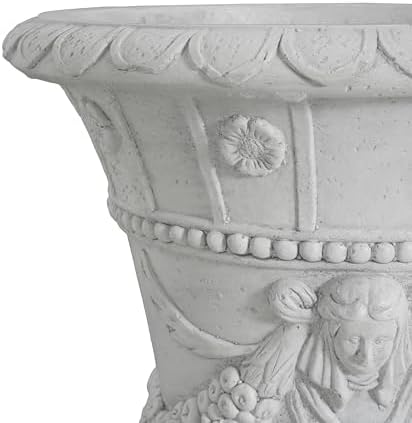 Merax 23.75'' H MGO Garden Urn Planter with Drainage Hole, Hand-Painted Outdoor & Indoor Decorative Urn, Light Grey - Image 5