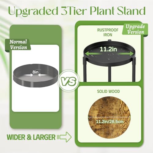 iDavosic.ly 3 Tier Corner Metal Plant Stand Indoor, 34 In Tall, Black Brown - Image 3