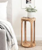 Kate and Laurel Dahl Wooden Round Drink Table; 12 x 23; Natural Brown; Transitional Boho Circle Wood Accent Pedestal Table for Living Room Plant Stand or Small Bedroom Nightstand - Image 2