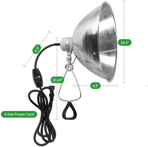 Simple Deluxe Clamp Lamp Light Socket with 10.5 Inch Aluminum Reflector and Bulb Guard, Suit for Max 250 Watt Lamp (No Bulb Included) with 18/2-Gauge 6 Feet Cord, 2-Pack - Image 2