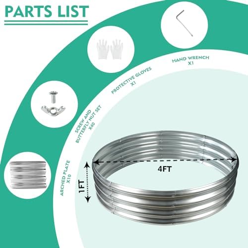 12 Inch Tall 48 Inch Diameter Round Silver Raised Garden Bed Kits Outdoor - Image 6