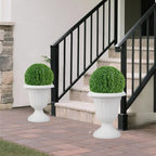 Giantex 18" Tall Vintage Planters Set of 4, Urn Plastic Flower Pots with/Pedestal Base & Pre-Marked Drain Hole, Indoor Outdoor Decorative Plant Containers for Front Porch Home Wedding (White) - Image 5
