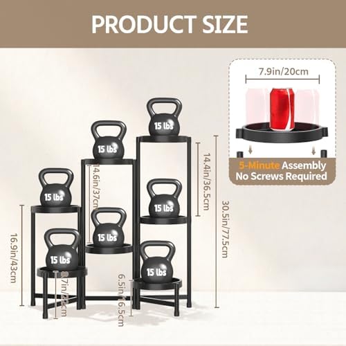 LASZOLA Plant Stand Indoor Outdoor Tall with Plastic Tray, 7 Tiers Black - Image 2