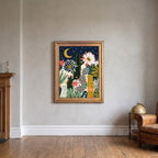 Framed Canvas Wall Art Bohemian Gouache Desert Night Cereus Flowers Navy and Coral Cacti Canvas Print Poster Gold Frame Wall Decor for Living Room Bedroom Boho Art, Desert Decor - Inch 12x16 - Image 7