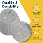 Gray 6-Inch Plant Pots with Drainage & Saucers 18 Pack, Indoor & Outdoor Planters for Houseplants, Herbs, and Flowers, Durable & Weatherproof Material, Stackable, Lightweight, Minimalist Design - Image 6